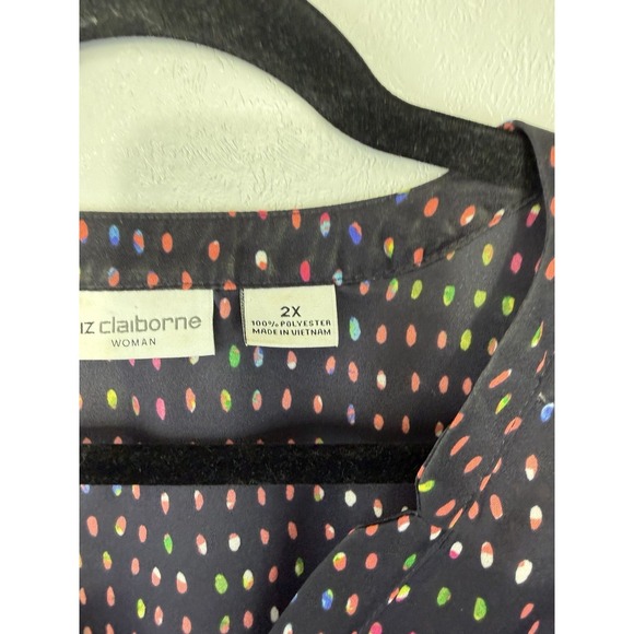 Liz Claiborne Plus Size Workwear Blouse Black W Pops Of Color Size 2X - Picture 3 of 5
